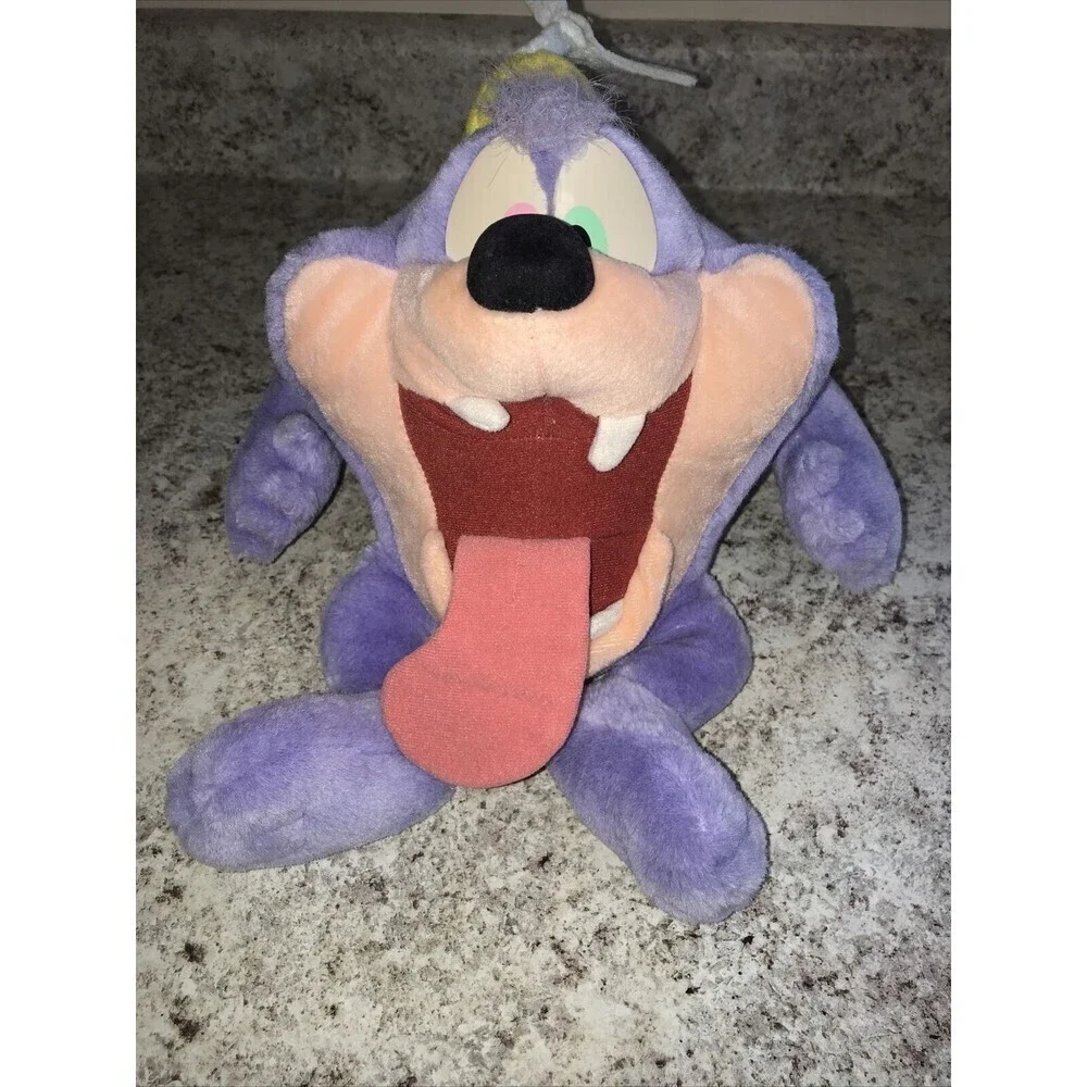 Taz Tasmanian Devil 10” Looney Tune Purple Plush Stuff Animal Caltoy 1995 Vtg